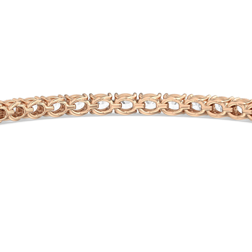 East-West Oval Tennis Bracelet with 5 Cut Diamond in 14KT Rose Gold view 7

