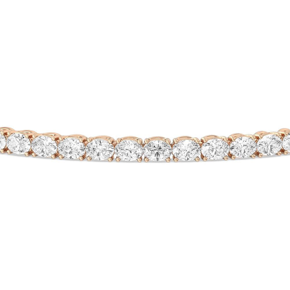 East-West Oval Tennis Bracelet with 5 Cut Diamond in 14KT Rose Gold view 5

