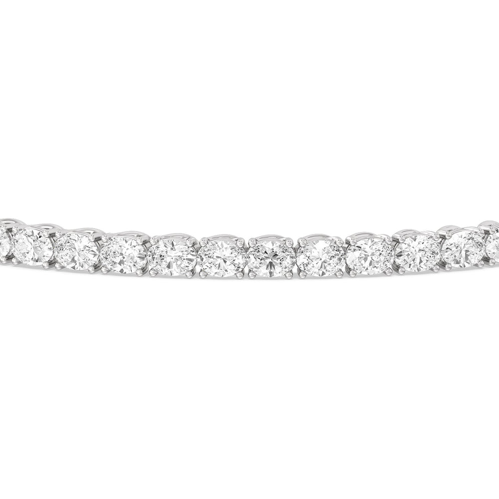 East-West Oval Tennis Bracelet with 5 Cut Diamond in 14KT White Gold view 5

