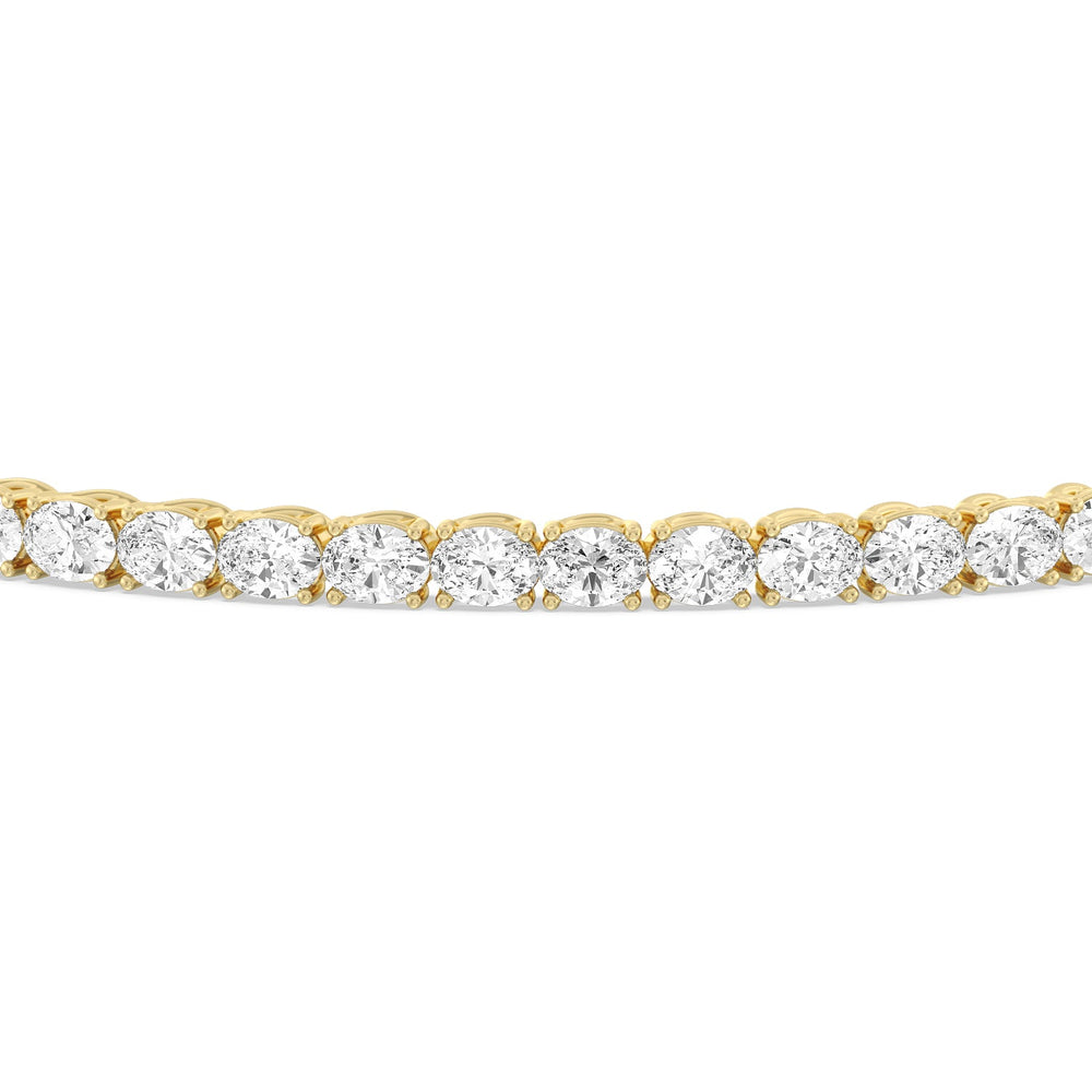 East-West Oval Tennis Bracelet with 5 Cut Diamond in 14KT Yellow Gold view 5

