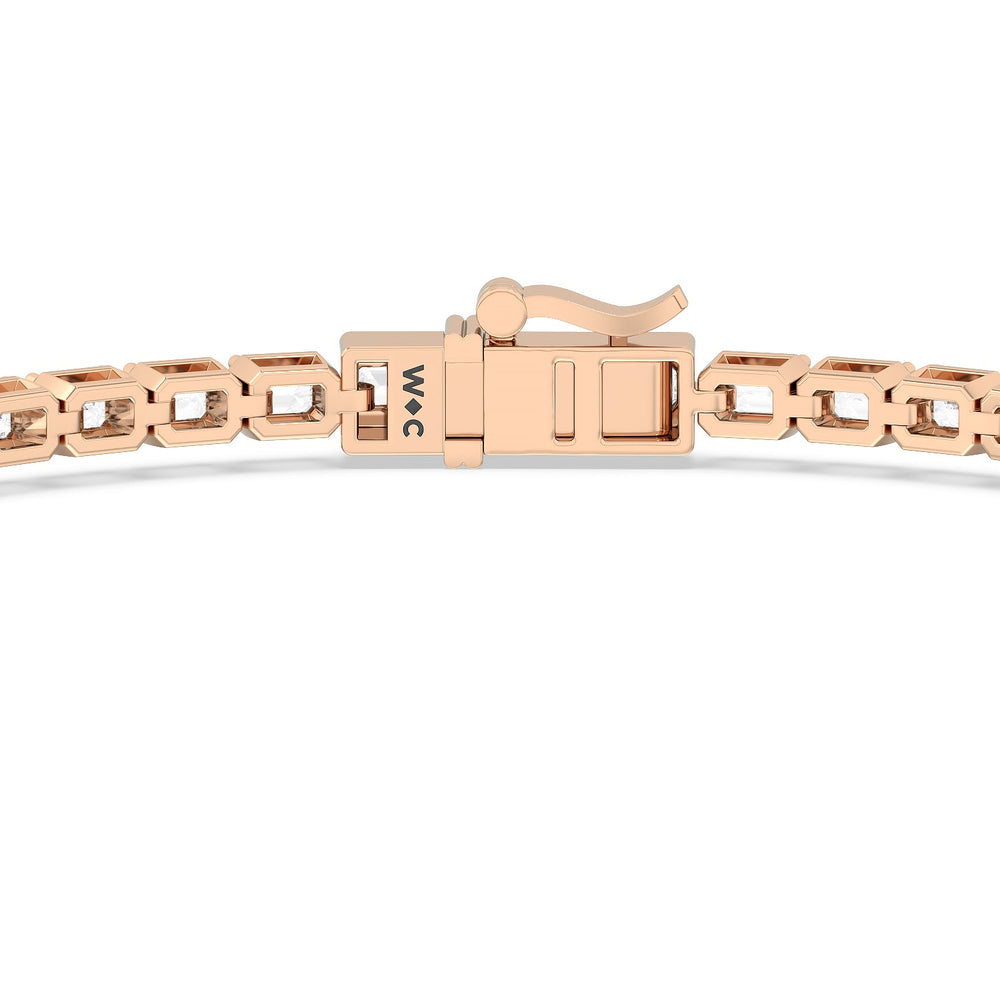 East-West Emerald Tennis Bracelet with 5 Cut Diamond in 14KT Rose Gold view 6
