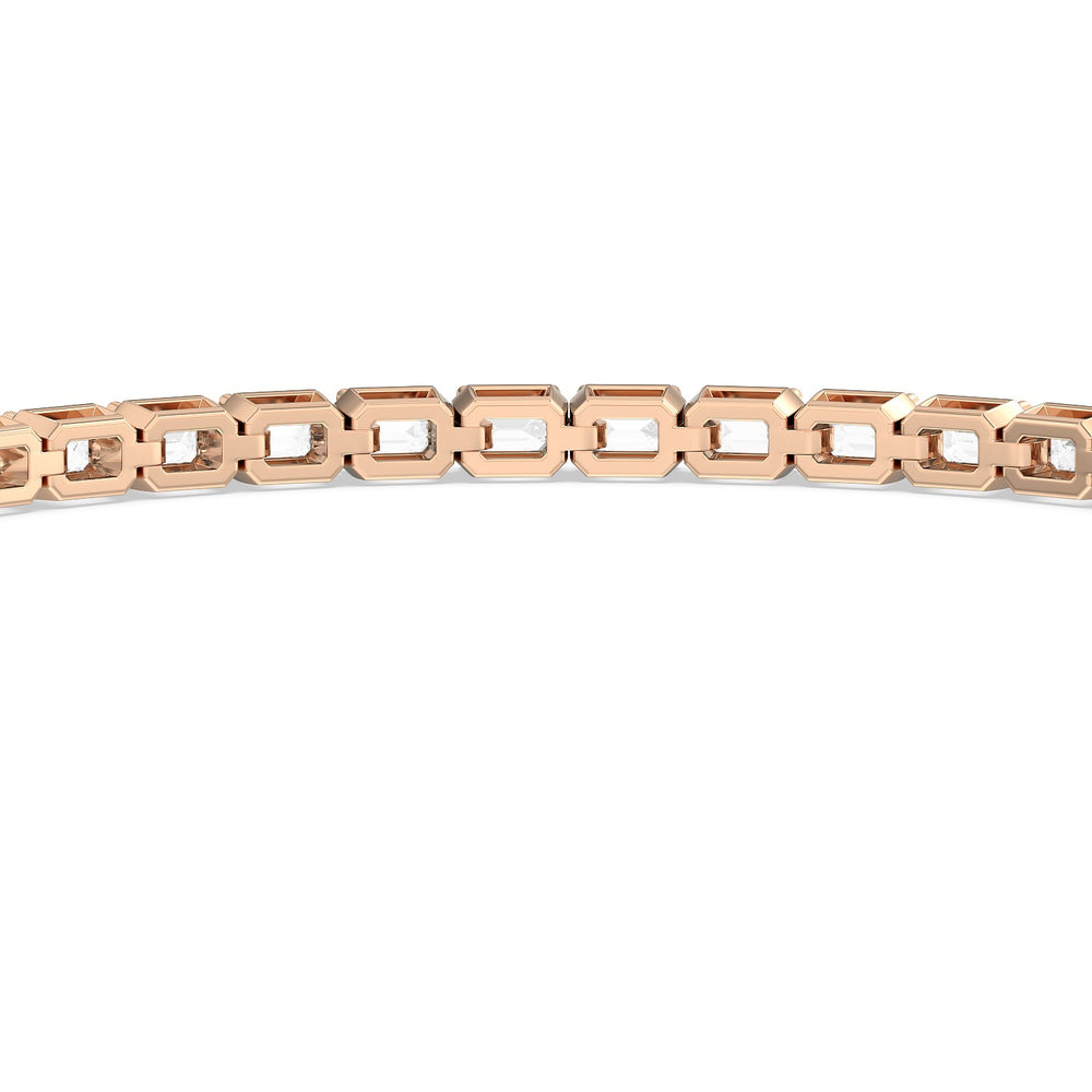 East-West Emerald Tennis Bracelet with 5 Cut Diamond in 14KT Rose Gold view 7
