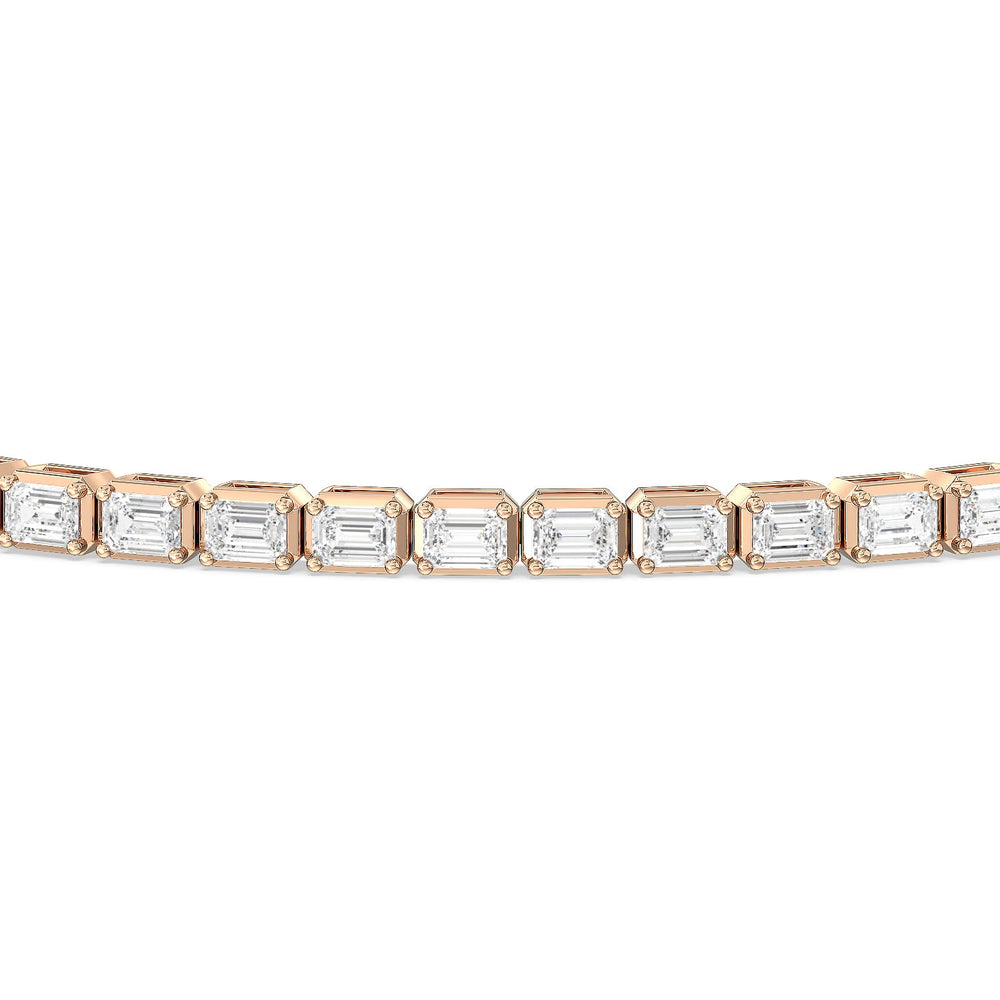 East-West Emerald Tennis Bracelet with 5 Cut Diamond in 14KT Rose Gold view 5
