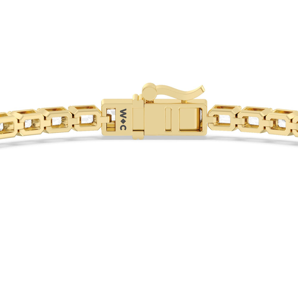 East-West Emerald Tennis Bracelet with 5 Cut Diamond in 14KT Yellow Gold view 6
