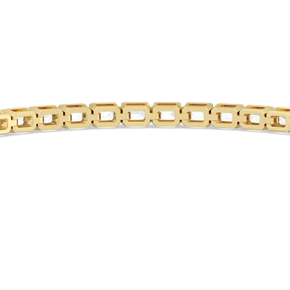 East-West Emerald Tennis Bracelet with 5 Cut Diamond in 14KT Yellow Gold view 7
