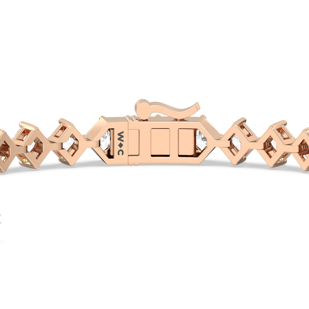 Kite Set Princess Tennis Bracelet with 5 Cut Diamond in 14KT Rose Gold view 7
