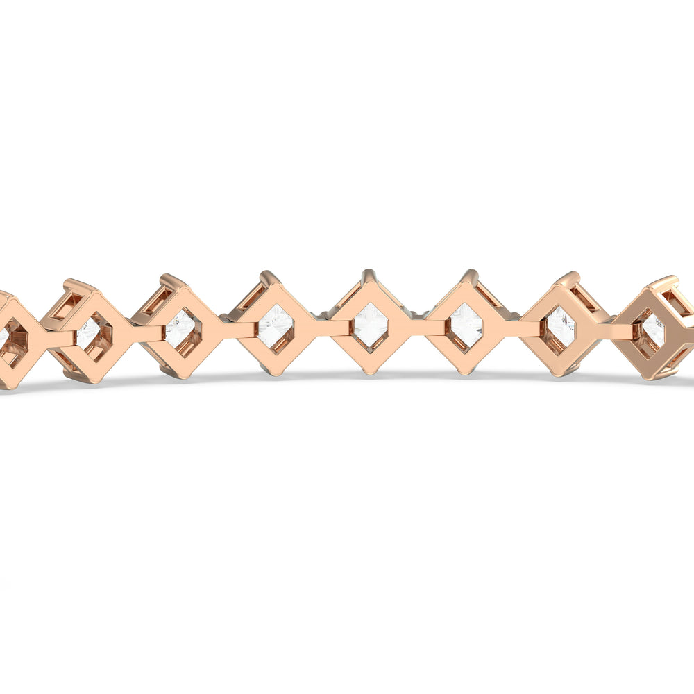 Kite Set Princess Tennis Bracelet with 5 Cut Diamond in 14KT Rose Gold view 8
