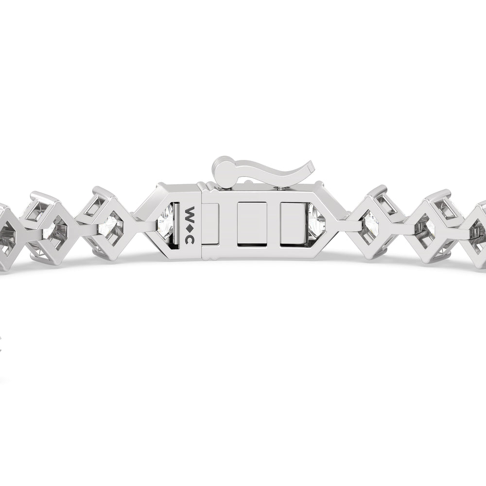 Kite Set Princess Tennis Bracelet with 5 Cut Diamond in 14KT White Gold view 7
