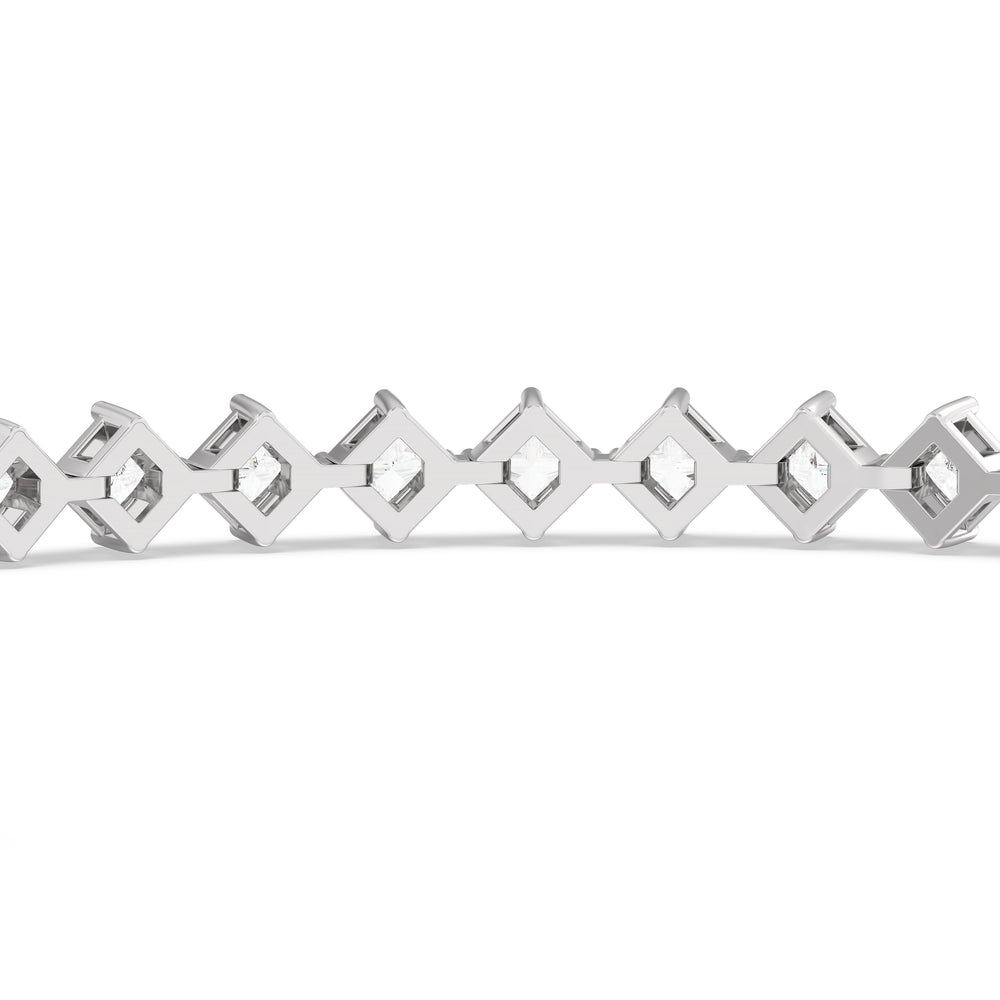 Kite Set Princess Tennis Bracelet with 5 Cut Diamond in 14KT White Gold view 8
