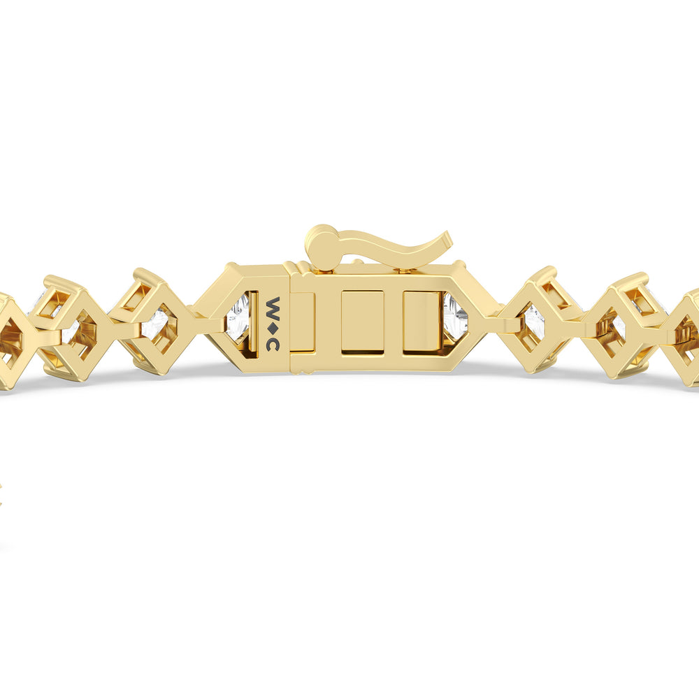 Kite Set Princess Tennis Bracelet with 5 Cut Diamond in 14KT Yellow Gold view 7
