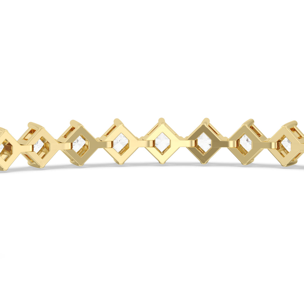 Kite Set Princess Tennis Bracelet with 5 Cut Diamond in 14KT Yellow Gold view 8
