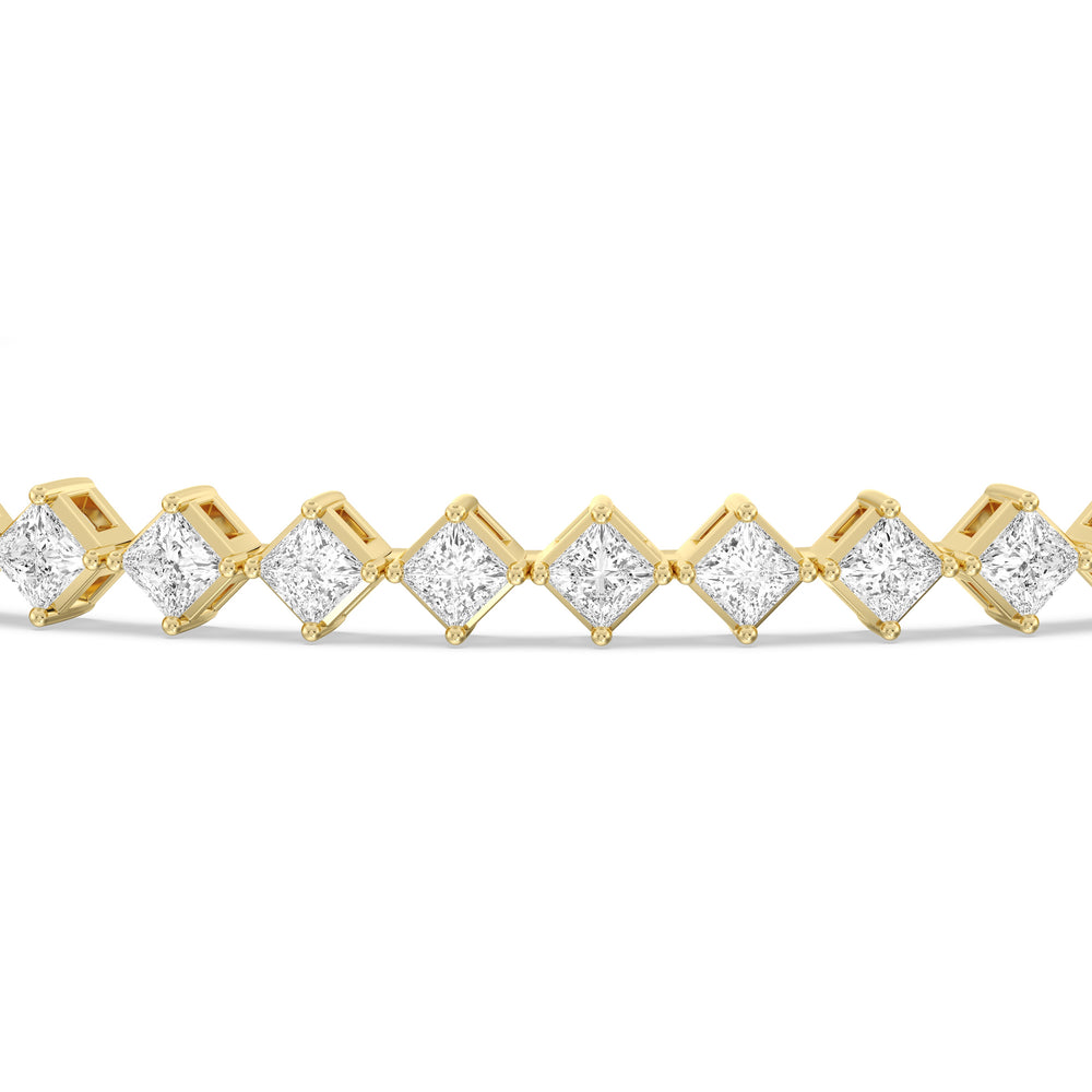 Kite Set Princess Tennis Bracelet with 5 Cut Diamond in 14KT Yellow Gold view 6
