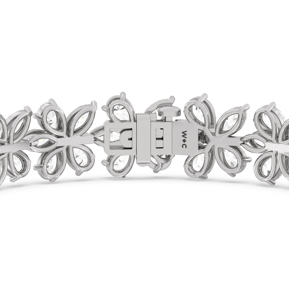 Plumeria Bracelet with Lab Cut Diamond in 14KT White Gold view 7
