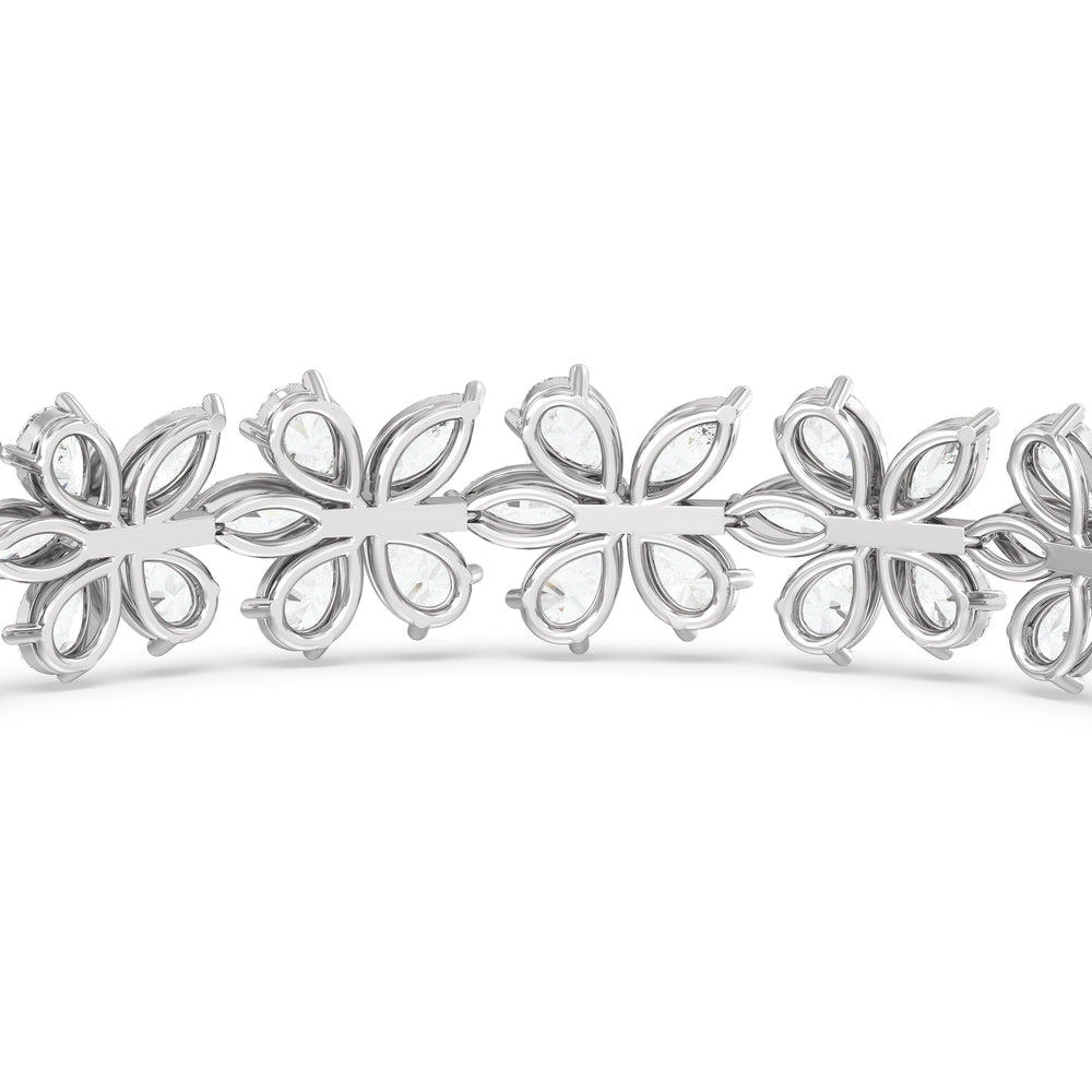 Plumeria Bracelet with Lab Cut Diamond in 14KT White Gold view 8
