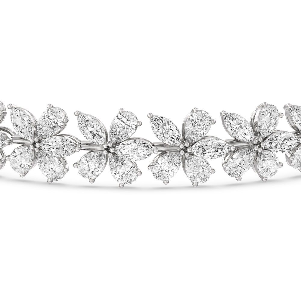 Plumeria Bracelet with Lab Cut Diamond in 14KT White Gold view 6
