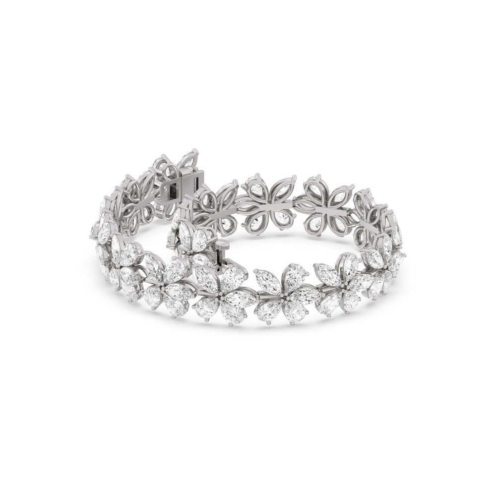Plumeria Bracelet with Lab Cut Diamond in 14KT White Gold view 5
