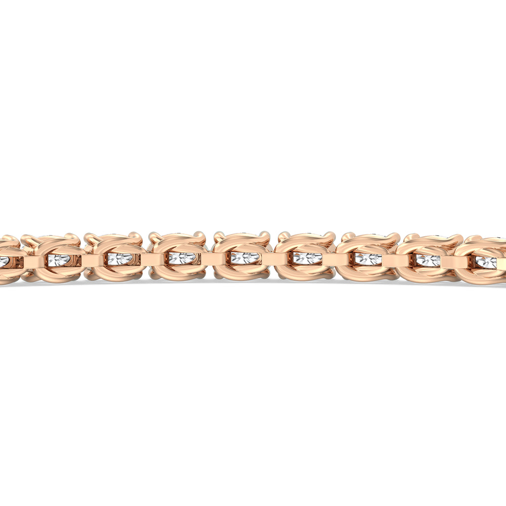 East-West Oval Tennis Bracelet with 2 1/2 Cut Diamond in 14KT Rose Gold view 8
