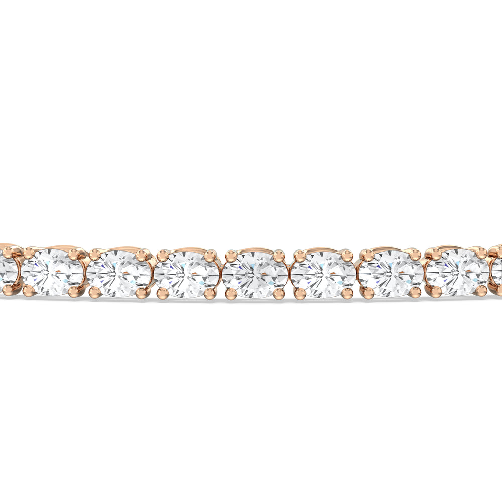 East-West Oval Tennis Bracelet with 2 1/2 Cut Diamond in 14KT Rose Gold view 6
