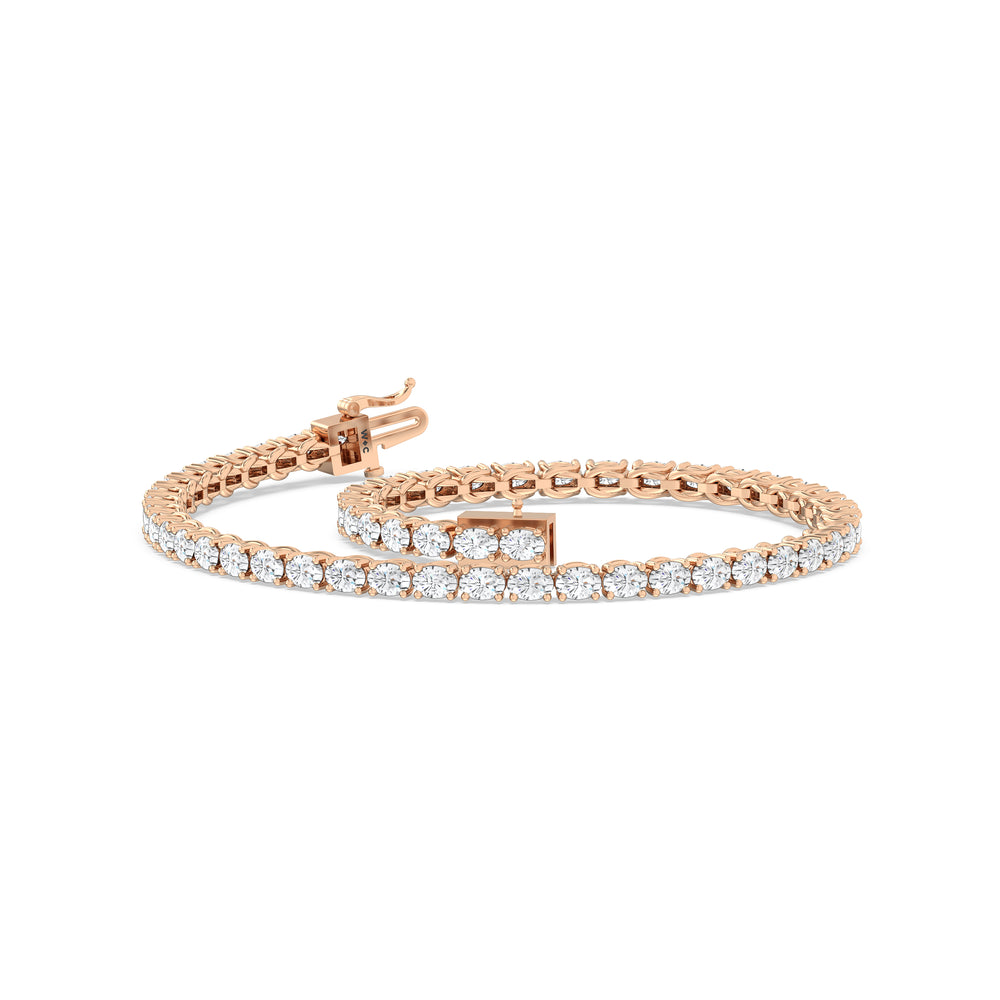 East-West Oval Tennis Bracelet with 2 1/2 Cut Diamond in 14KT Rose Gold view 5
