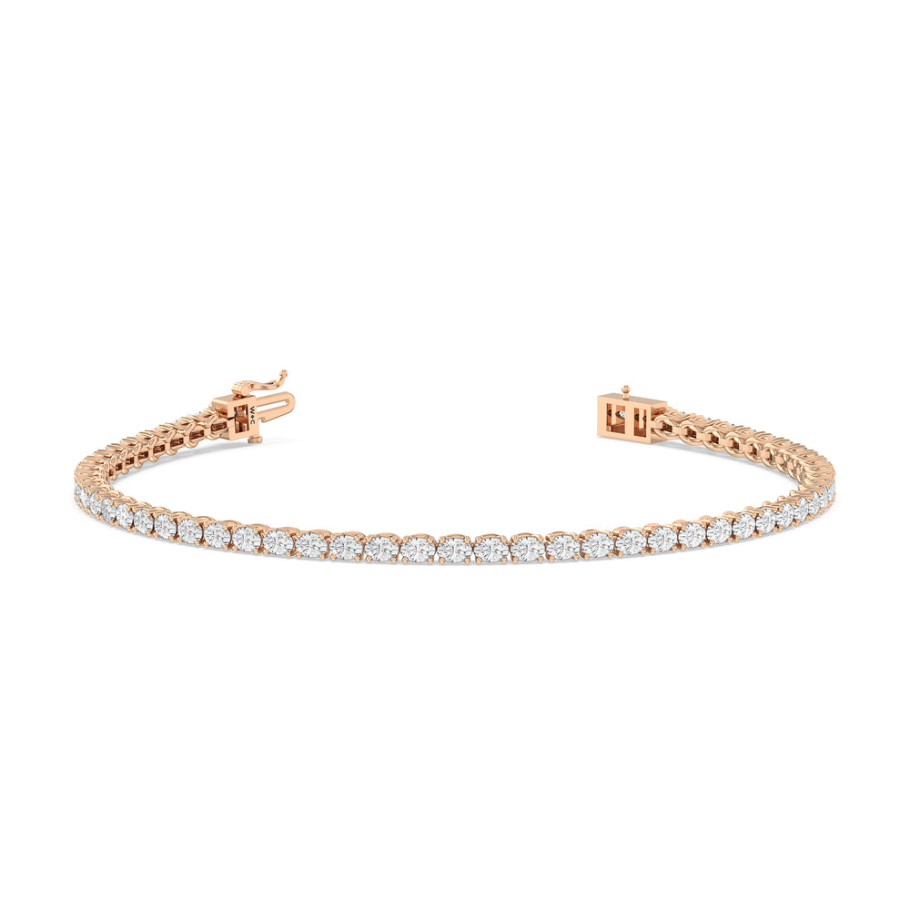 East-West Oval Tennis Bracelet with 2 1/2 Cut Diamond in 14KT Rose Gold view 2
