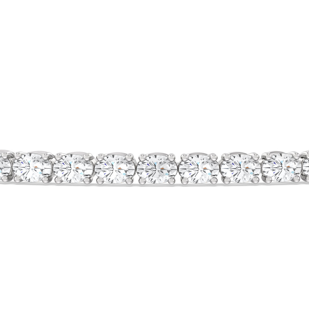 East-West Oval Tennis Bracelet with 2 1/2 Cut Diamond in 14KT White Gold view 6
