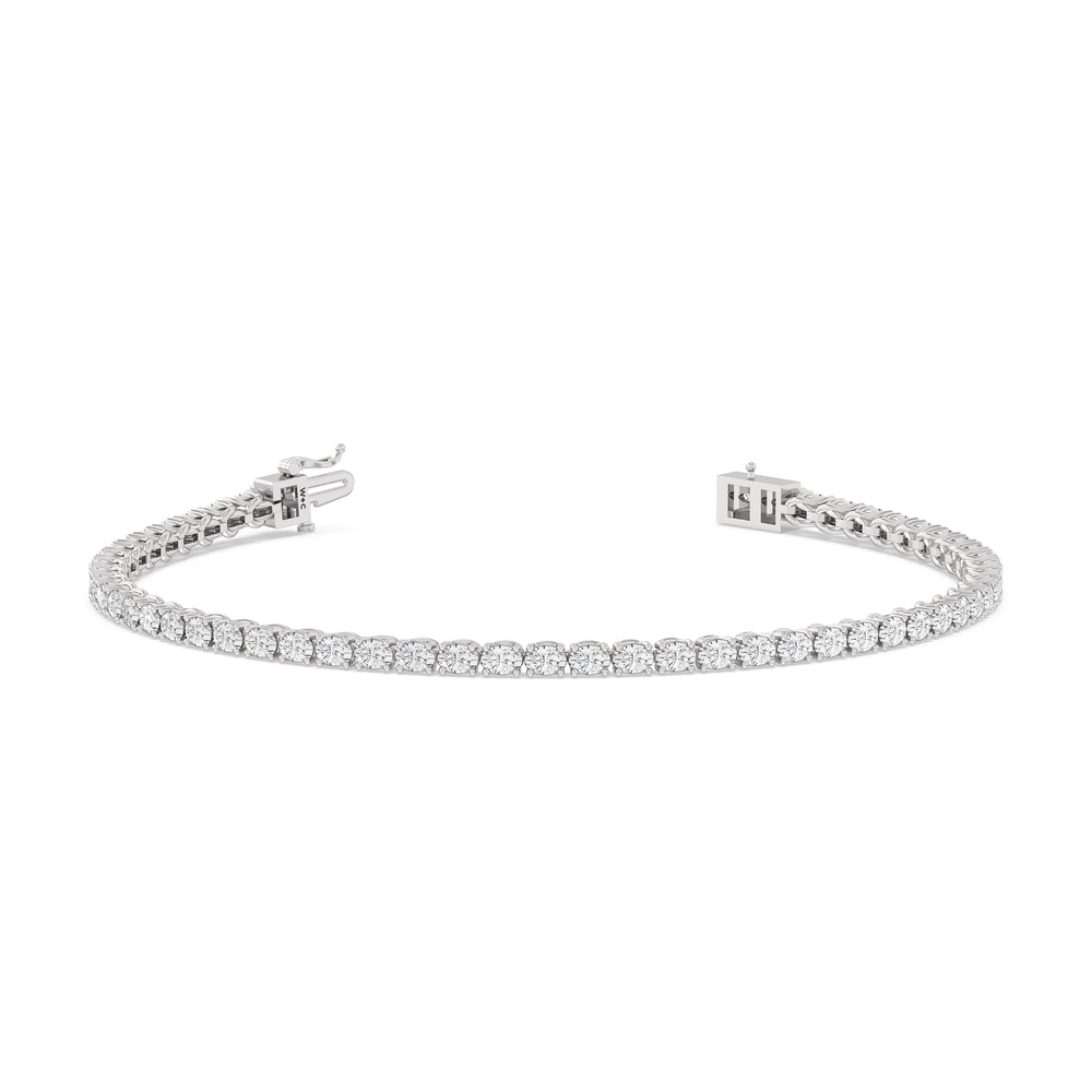 East-West Oval Tennis Bracelet with 2 1/2 Cut Diamond in 14KT White Gold view 2
