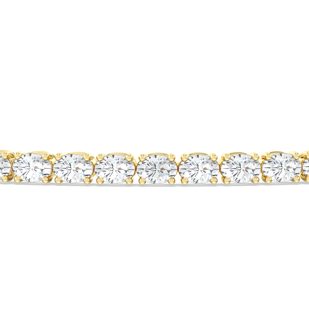 East-West Oval Tennis Bracelet with 2 1/2 Cut Diamond in 14KT Yellow Gold view 6
