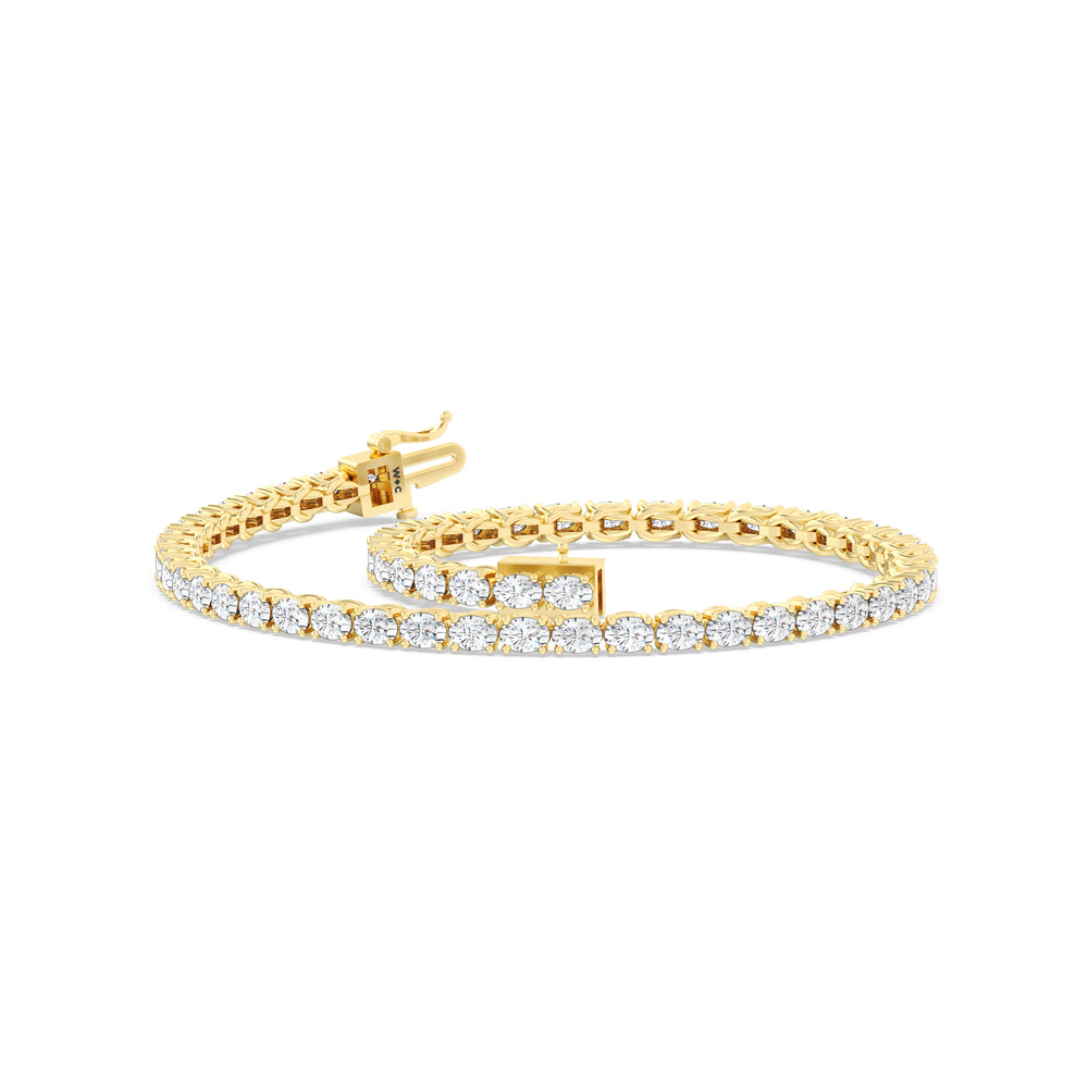 East-West Oval Tennis Bracelet with 2 1/2 Cut Diamond in 14KT Yellow Gold view 5
