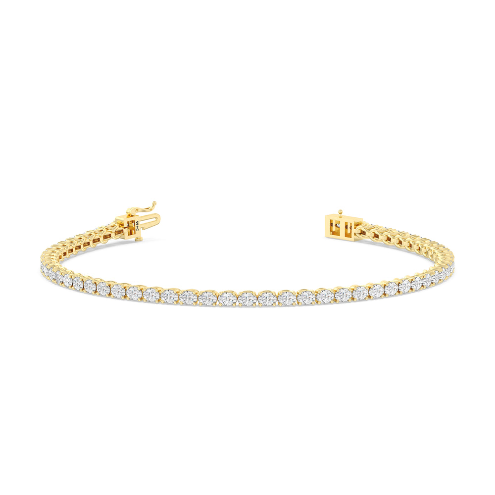 East-West Oval Tennis Bracelet with 2 1/2 Cut Diamond in 14KT Yellow Gold view 2
