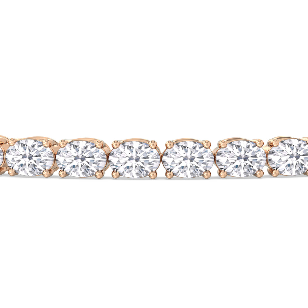 East-West Oval Tennis Bracelet with 7 Cut Diamond in 14KT Rose Gold view 6
