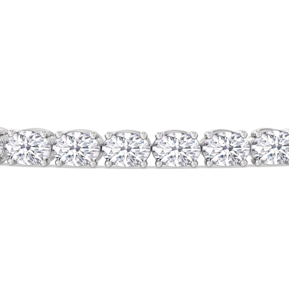 East-West Oval Tennis Bracelet with 7 Cut Diamond in 14KT White Gold view 6
