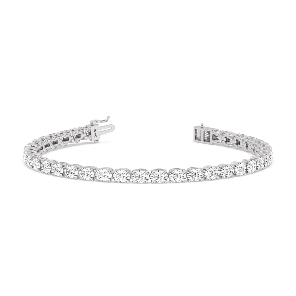 East-West Oval Tennis Bracelet with 7 Cut Diamond in 14KT White Gold view 2
