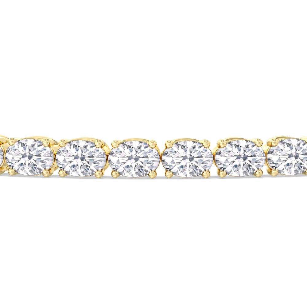 East-West Oval Tennis Bracelet with 7 Cut Diamond in 14KT Yellow Gold view 6
