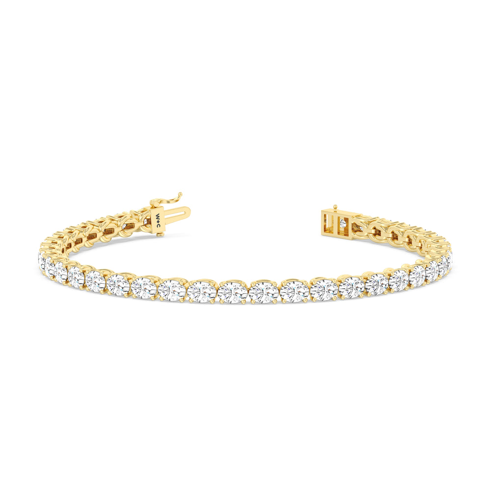 East-West Oval Tennis Bracelet with 7 Cut Diamond in 14KT Yellow Gold view 2
