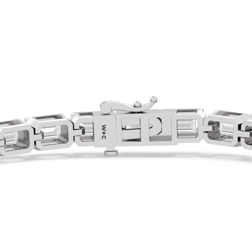 East-West Emerald Tennis Bracelet with 7 Cut Diamond in 14KT White Gold view 7
