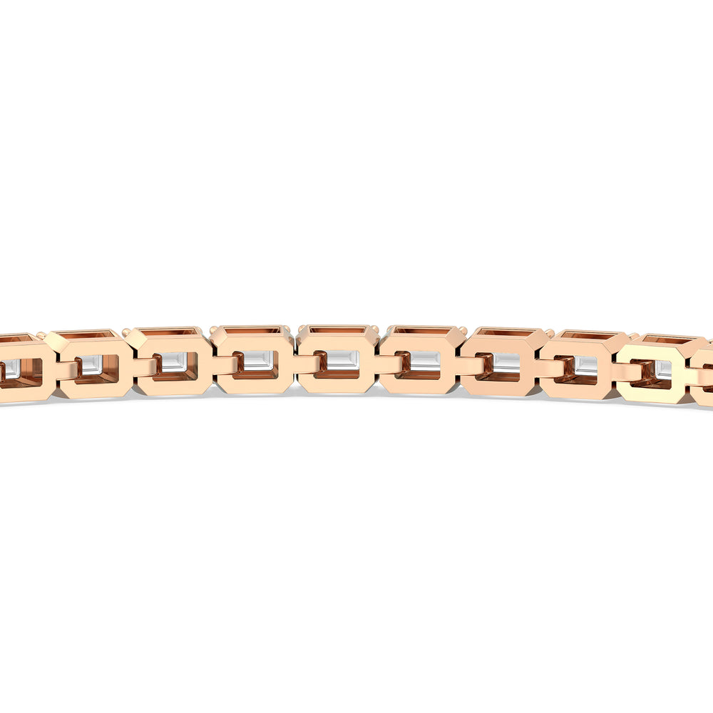 East-West Emerald Tennis Bracelet with 2 1/2 Cut Diamond in 14KT Rose Gold view 8
