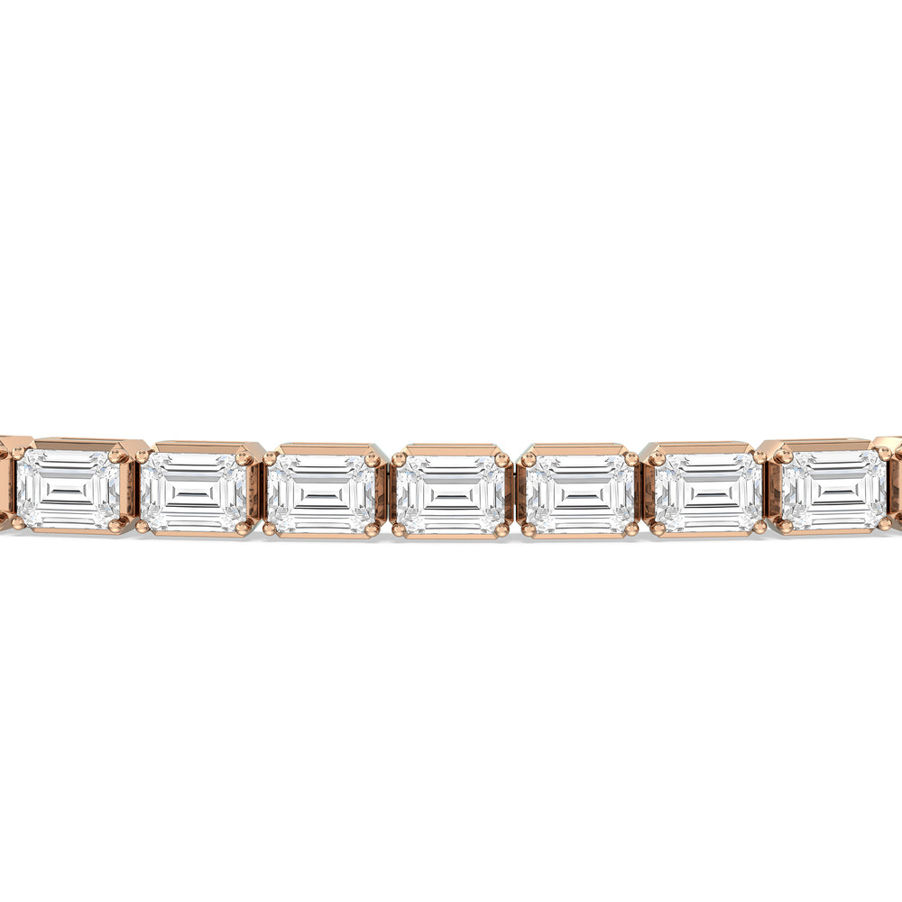East-West Emerald Tennis Bracelet with 2 1/2 Cut Diamond in 14KT Rose Gold view 6

