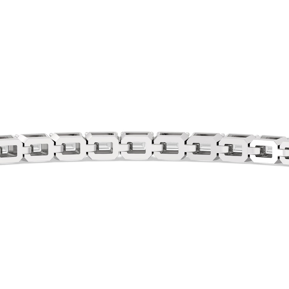 East-West Emerald Tennis Bracelet with 2 1/2 Cut Diamond in 14KT White Gold view 8
