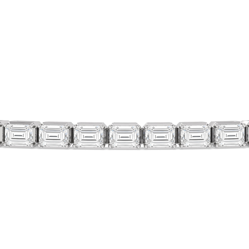 East-West Emerald Tennis Bracelet with 2 1/2 Cut Diamond in 14KT White Gold view 6
