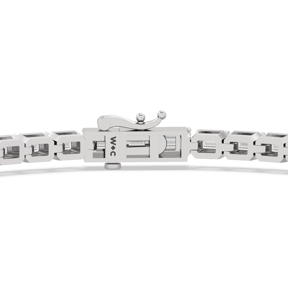 East-West Emerald Tennis Bracelet with 2 1/2 Cut Diamond in 14KT White Gold view 7
