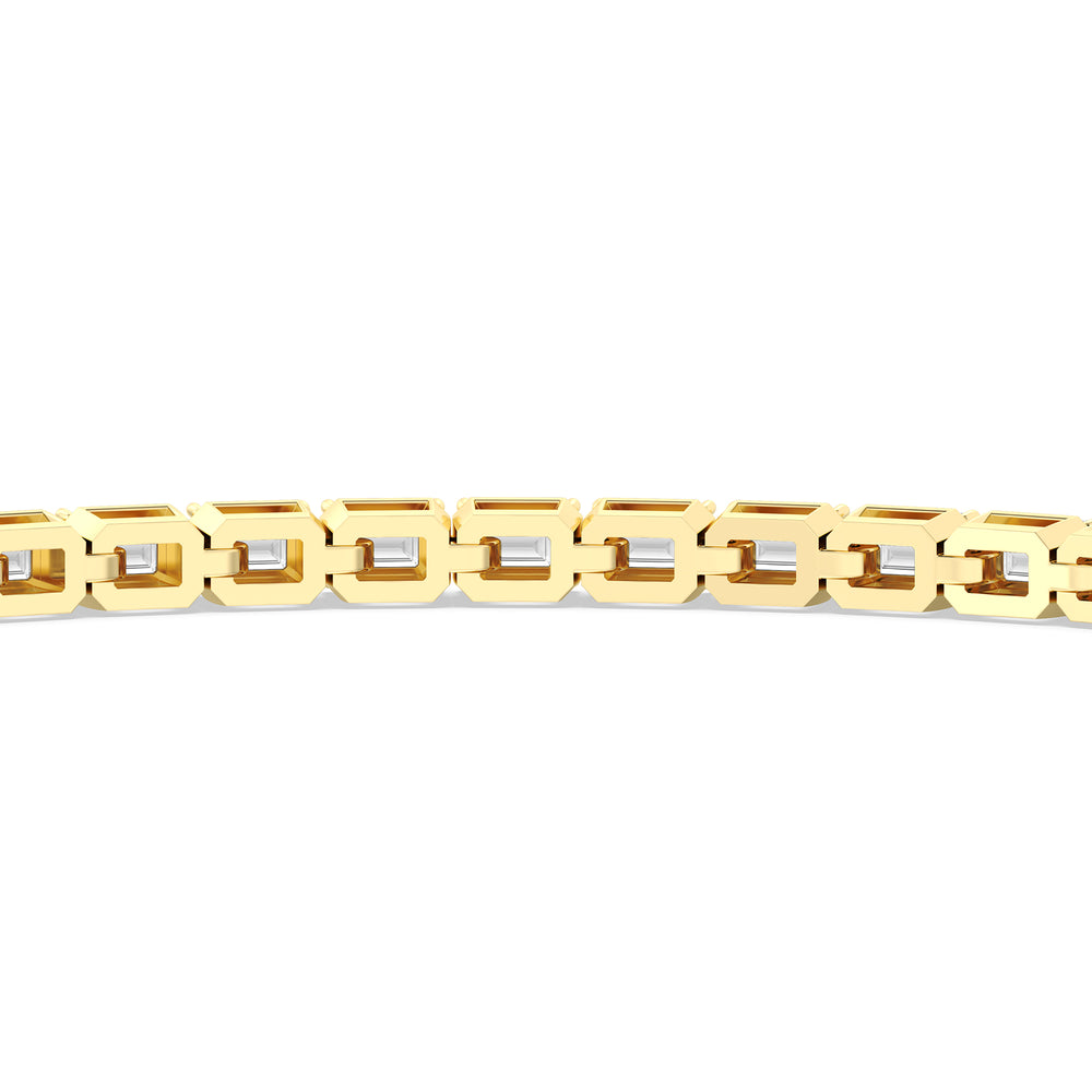 East-West Emerald Tennis Bracelet with 2 1/2 Cut Diamond in 14KT Yellow Gold view 8
