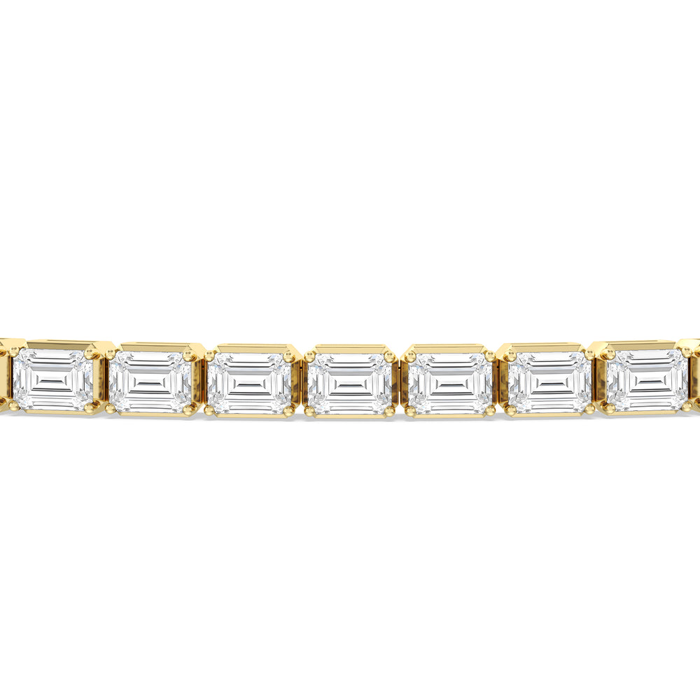East-West Emerald Tennis Bracelet with 2 1/2 Cut Diamond in 14KT Yellow Gold view 6
