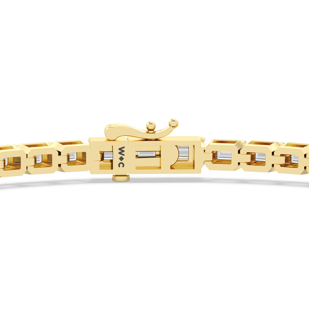 East-West Emerald Tennis Bracelet with 2 1/2 Cut Diamond in 14KT Yellow Gold view 7
