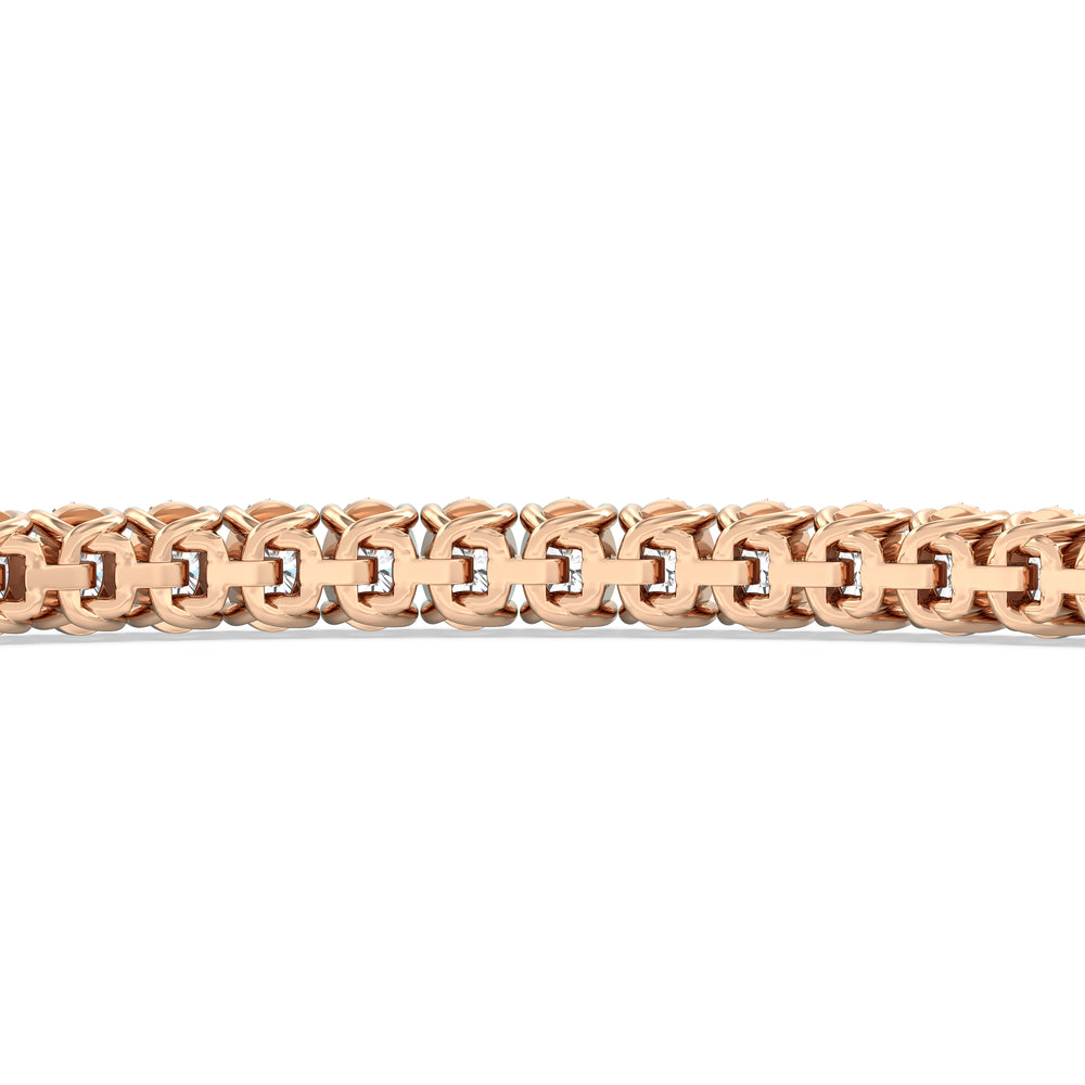 Oval Tennis Bracelet with 3 Cut Diamond in 14KT Rose Gold view 8
