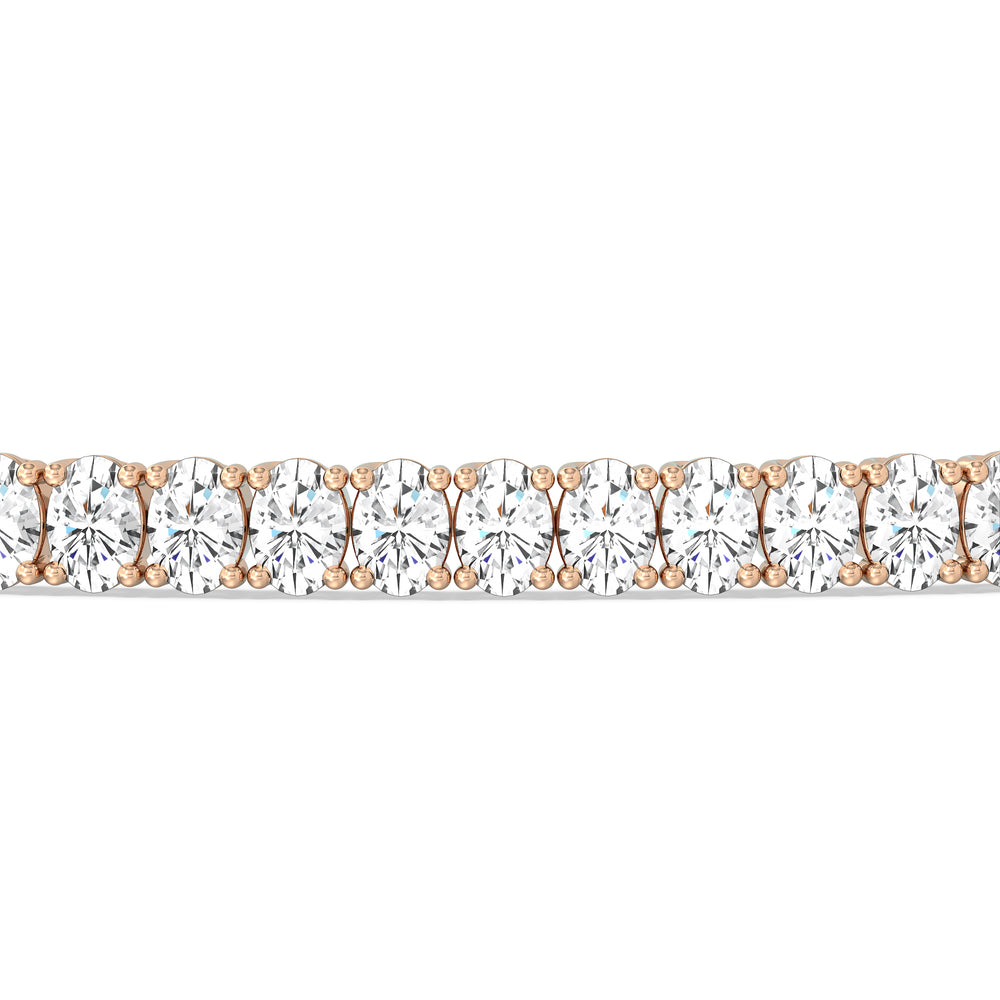 Oval Tennis Bracelet with 3 Cut Diamond in 14KT Rose Gold view 6

