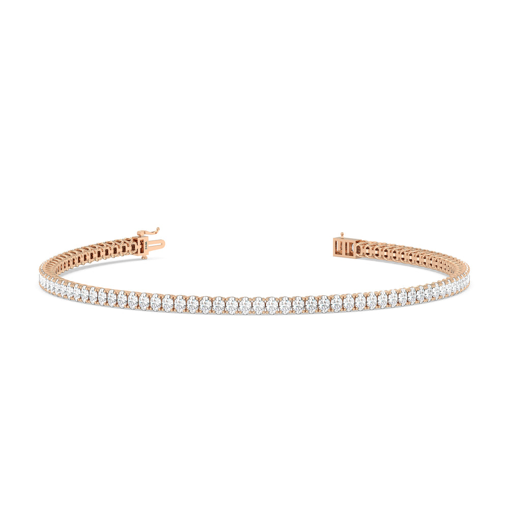 Oval Tennis Bracelet with 3 Cut Diamond in 14KT Rose Gold view 2
