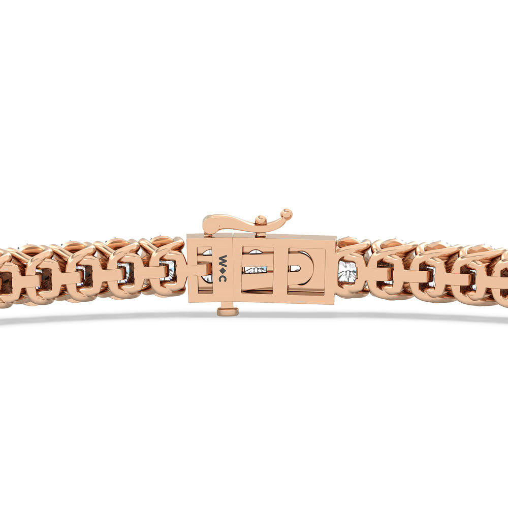 Oval Tennis Bracelet with 3 Cut Diamond in 14KT Rose Gold view 7
