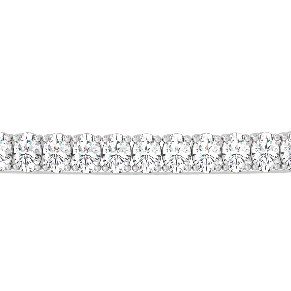 Oval Tennis Bracelet with 3 Cut Diamond in 14KT White Gold view 6
