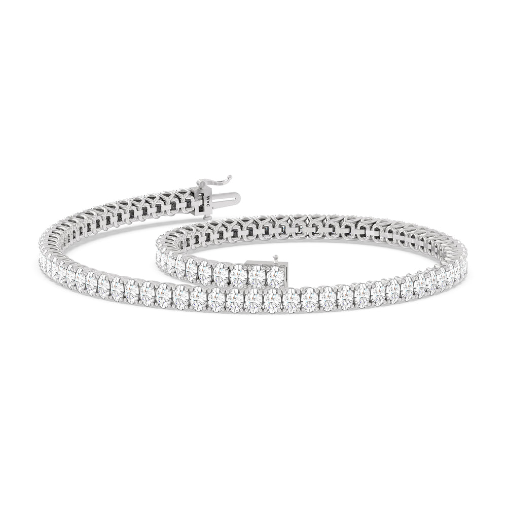 Oval Tennis Bracelet with 3 Cut Diamond in 14KT White Gold view 5
