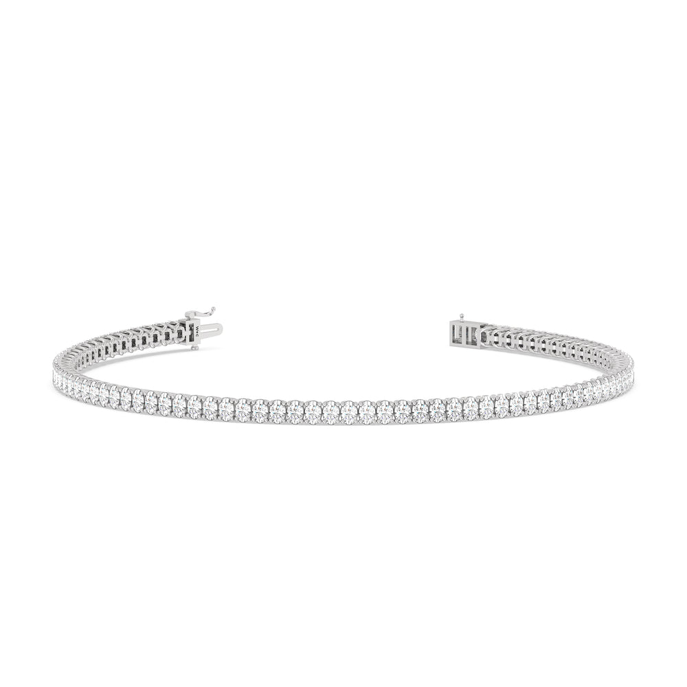 Oval Tennis Bracelet with 3 Cut Diamond in 14KT White Gold view 2
